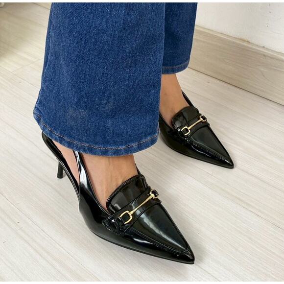 RARE!!! ZARA Embellished Slingback Shoes NWT - Picture 8 of 17